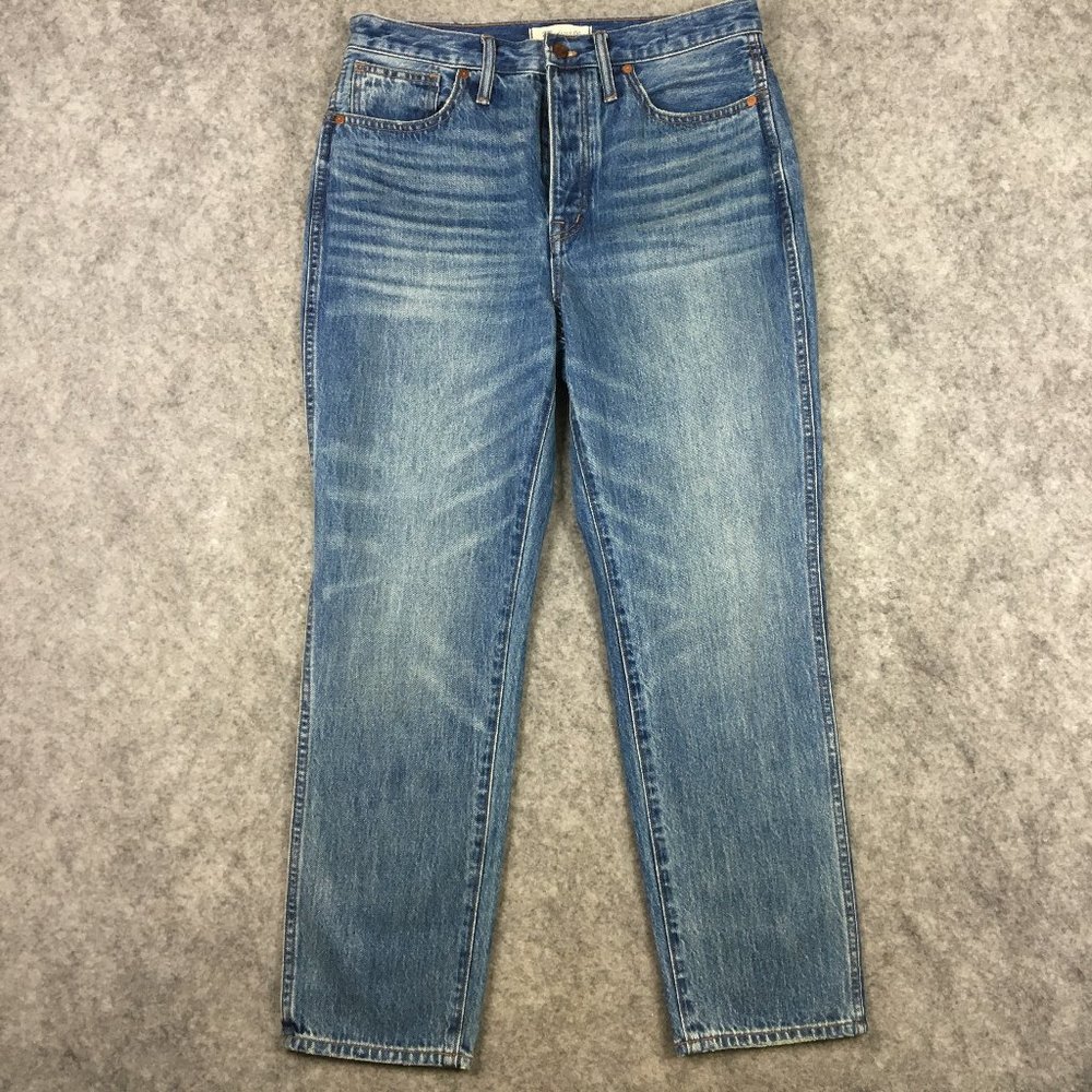 Madewell Jeans 28 6 Stovepipe Distressed High Rise Straight Ankle Button Fly